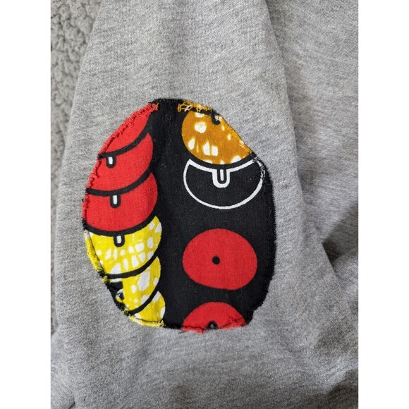 Urban African New York Hoodie Sweatshirt Tribal Prints Gray Zip Up Pockets XXL - Picture 5 of 9